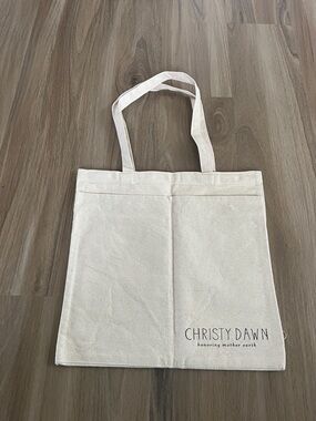 Christy Dawn Cream Canvas Tote with Logo